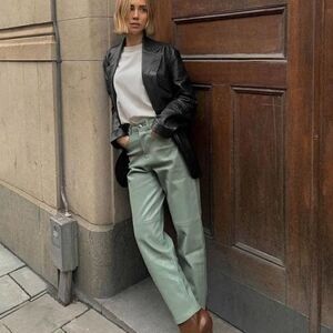 Mango Faux Leather Pants Blogger Favorite High Waist